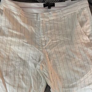 Banana Republic Cream and Gray  Pinstripe Pants